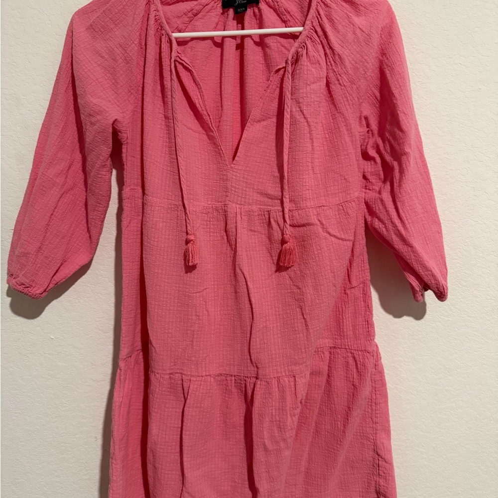J. Crew Vibrant Pink Crinkle Top